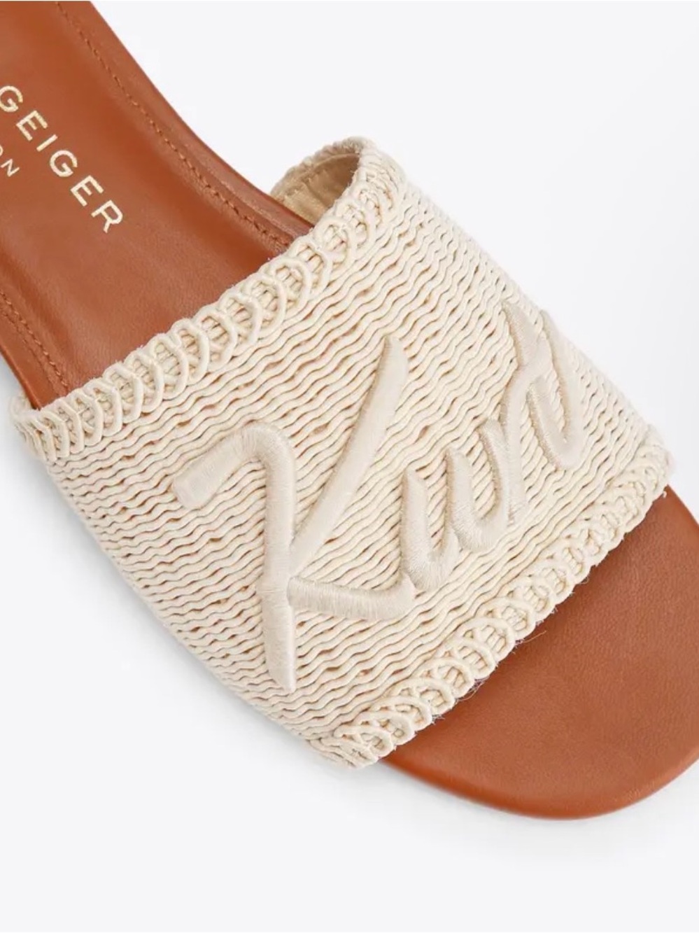 Kurt Geiger Madison Beige Raffia Slide Sandal Size 8.5